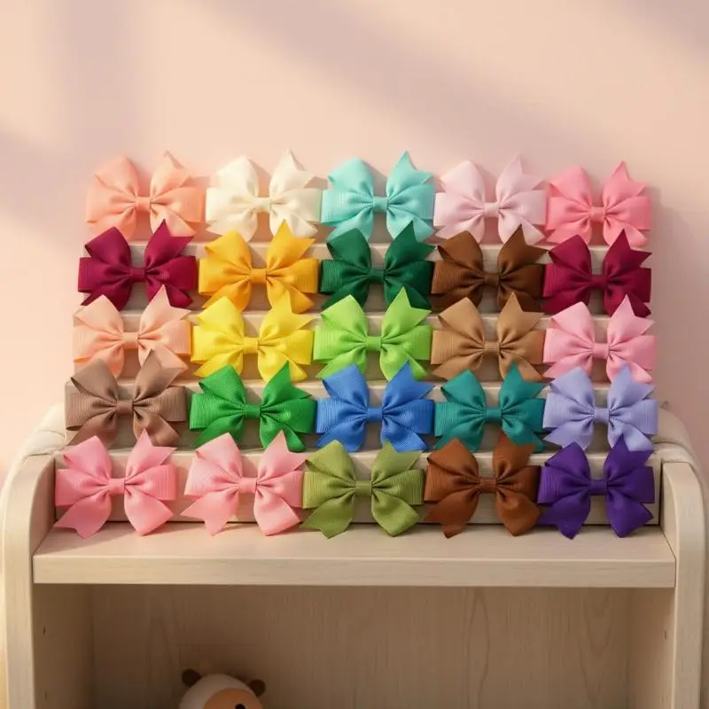 20/40/60-teiliges Set Haarschleifen-Clips, Haarspangen in zufälligen Farben, niedliche Haaraccessoires für Mädchen zur täglichen Haarstylinggestaltung – Detail 1