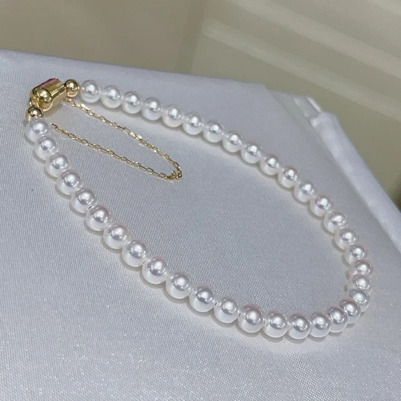 

SGARIT браслеты из 18-каратного золота с магнитной застежкой 3-4 мм, браслеты из 100% натурального пресноводного жемчуга для женщин AU750, модные ювелирные изделия, подарок ST11