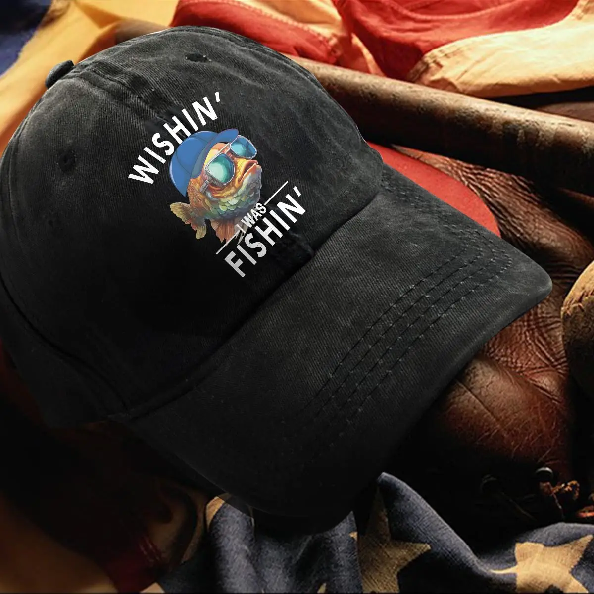 Wishin I was fiwin gorra de béisbol de algodón lavado Vintage ajustable, sombrero Retro divertido, gorra deportiva de pesca al aire libre para hombres y mujeres