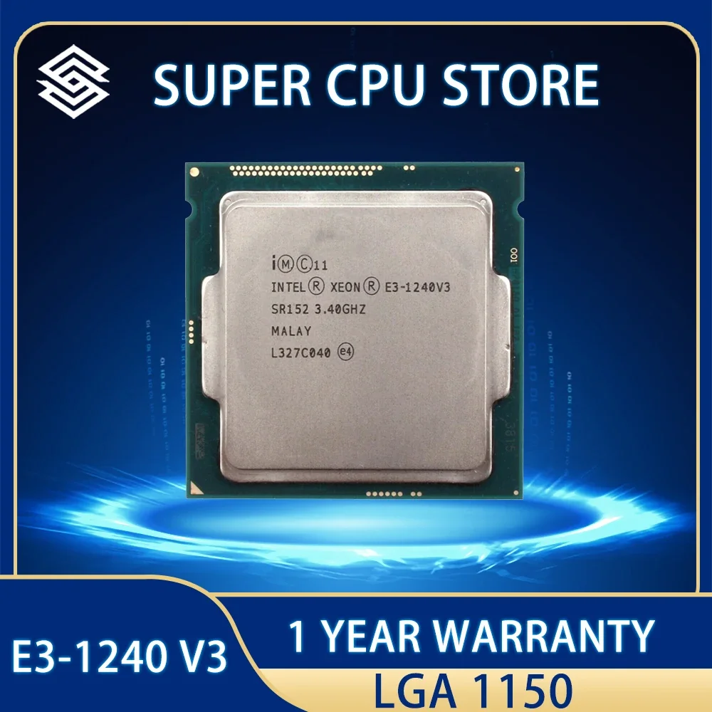 

Intel Xeon E3-1240 v3 E3 1240v3 E3 1240 v3 CPU Processor 8M 80W 3.4 GHz Quad-Core Eight-Thread LGA 1150