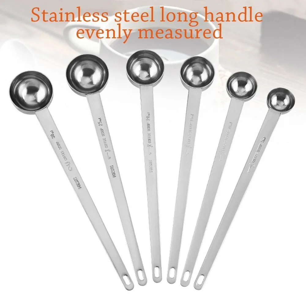 Stainless Steel Coffee Scoop 5/10/15/20/25/30ML Thicken Measuring Tablespoon Long Handle Coffee Measuring Spoon Coffee