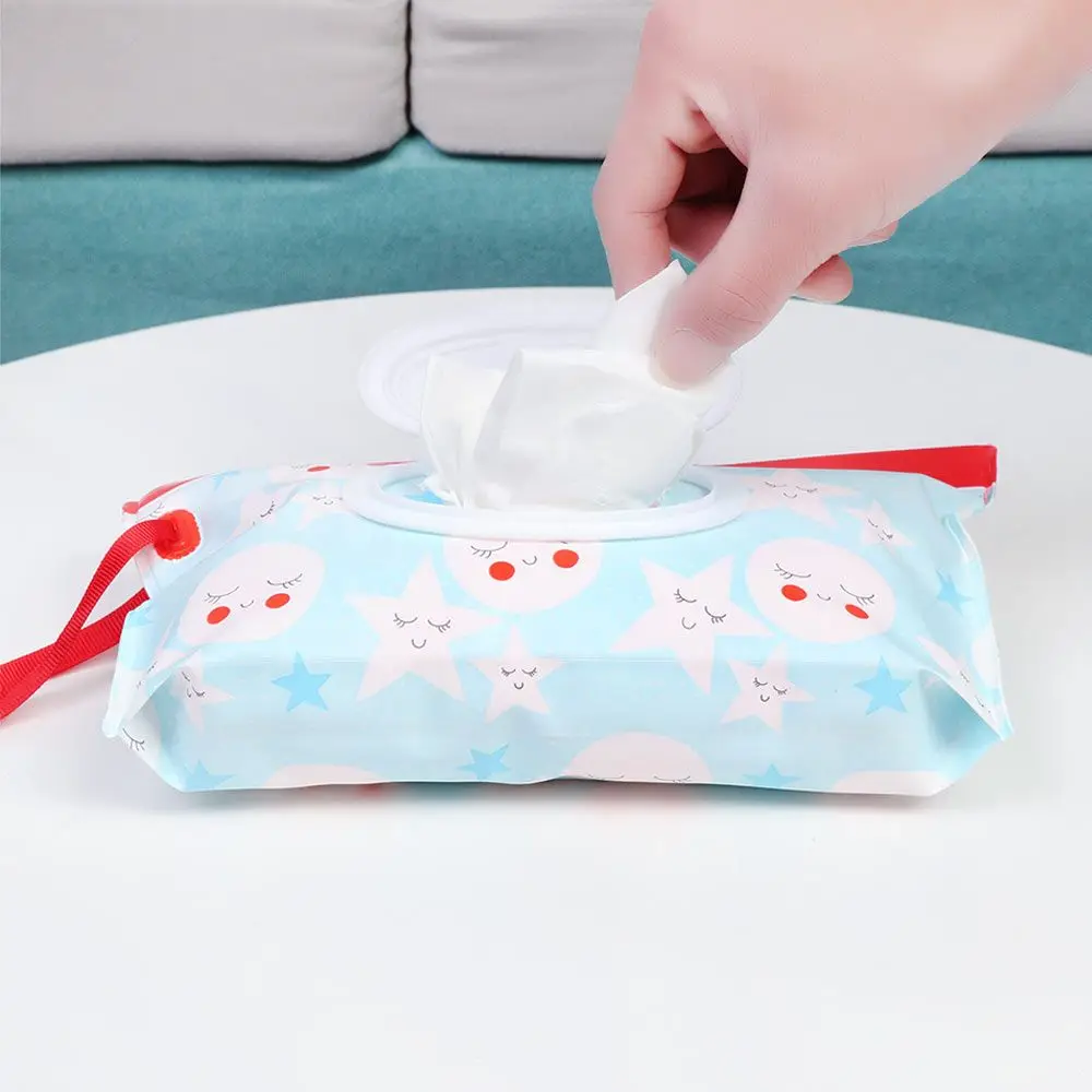 Useful Fashion Baby Product Portable Snap-Strap Flip Cover Tissue Box Wet Wipes Bag Stroller Accessories Cosmetic Pouch