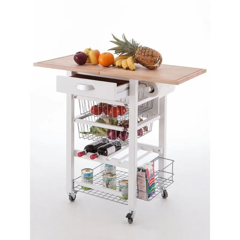 Italy imported fruit and vegetable storage rack, kitchen multi-functional cart rack, multi-layer folding dining table rack