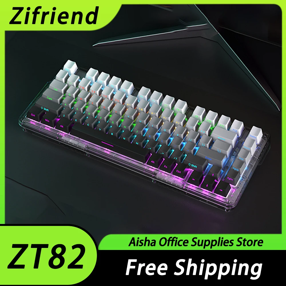 

Zifriend ZT82 Mechanical Keyboard Three Mode RGB Backlit Wirless Gaming Keyboard Hot Swap Gasket Ergonomics Pc Gamer Accessories