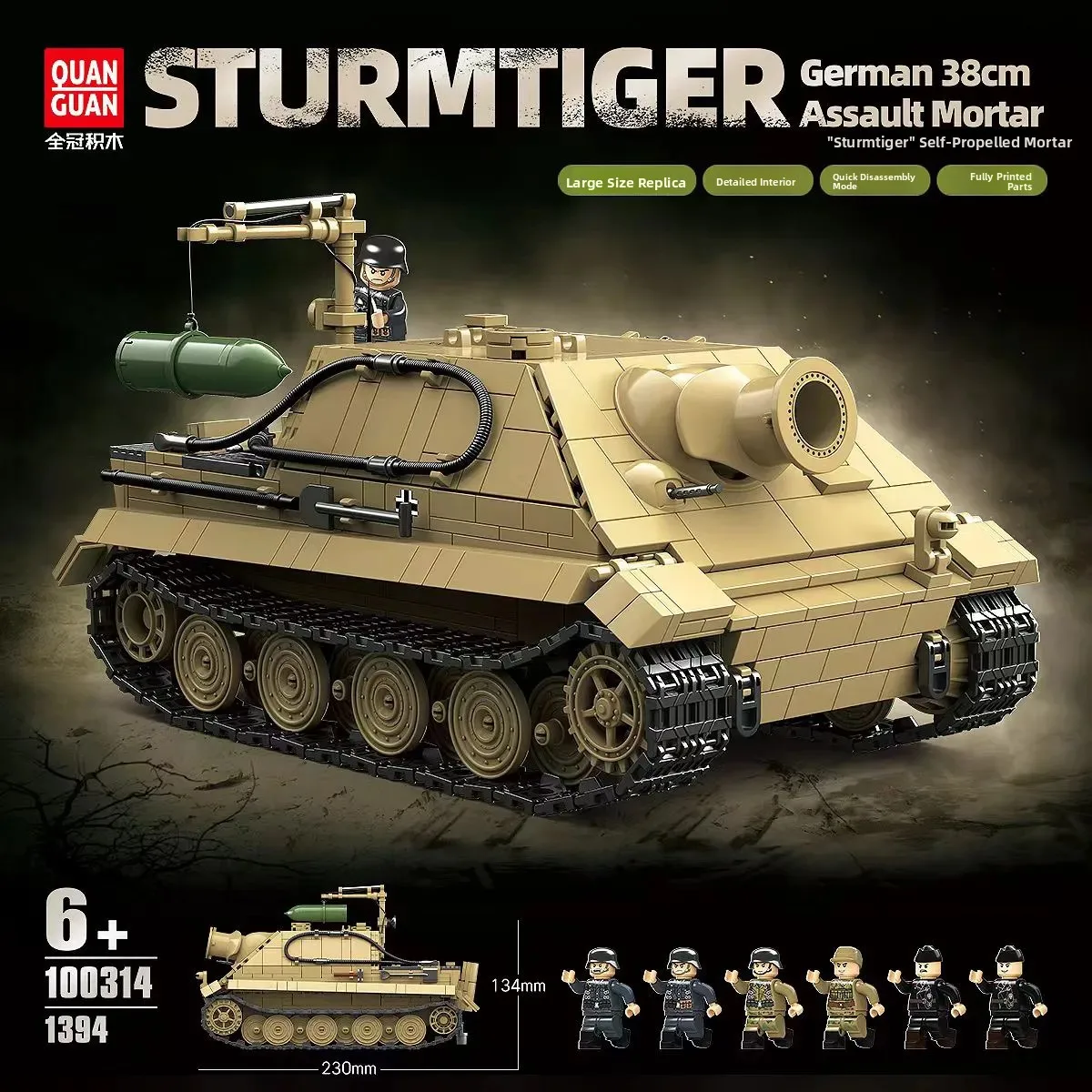 

World War II Tiger Tank Building Blos Boys Assembly Gift Toy Eonal Plastic Model Kit German Sle Assault Tiger