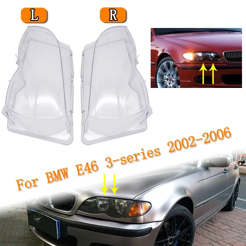 Car Headlight Glass Cover Clear Transparent Automobile Headlamp Head Light Lens Auto Products for BMW E46 3-series 2002-2006