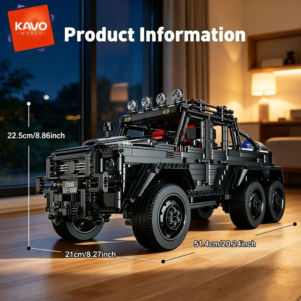 KAVOWORLD 6x6 Heavy Duty Off-Road Truck Building Blocks 1:8 Mechanical Construction Truck Model Kit 3224pcs DIY Bricks Set 6-Wheel Independent Suspension 3-Speed Gearbox 2-in-1 Modification Home Decor Display Birthday Christmas Gift for Adults Teens 14+