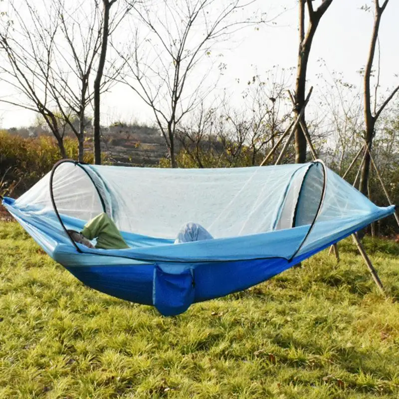 

Automatic Quick-opening Mosquito Net Hammock Outdoor Camping Pole Hammock swing Anti-rollover Nylon Rocking Chair 260x140cm