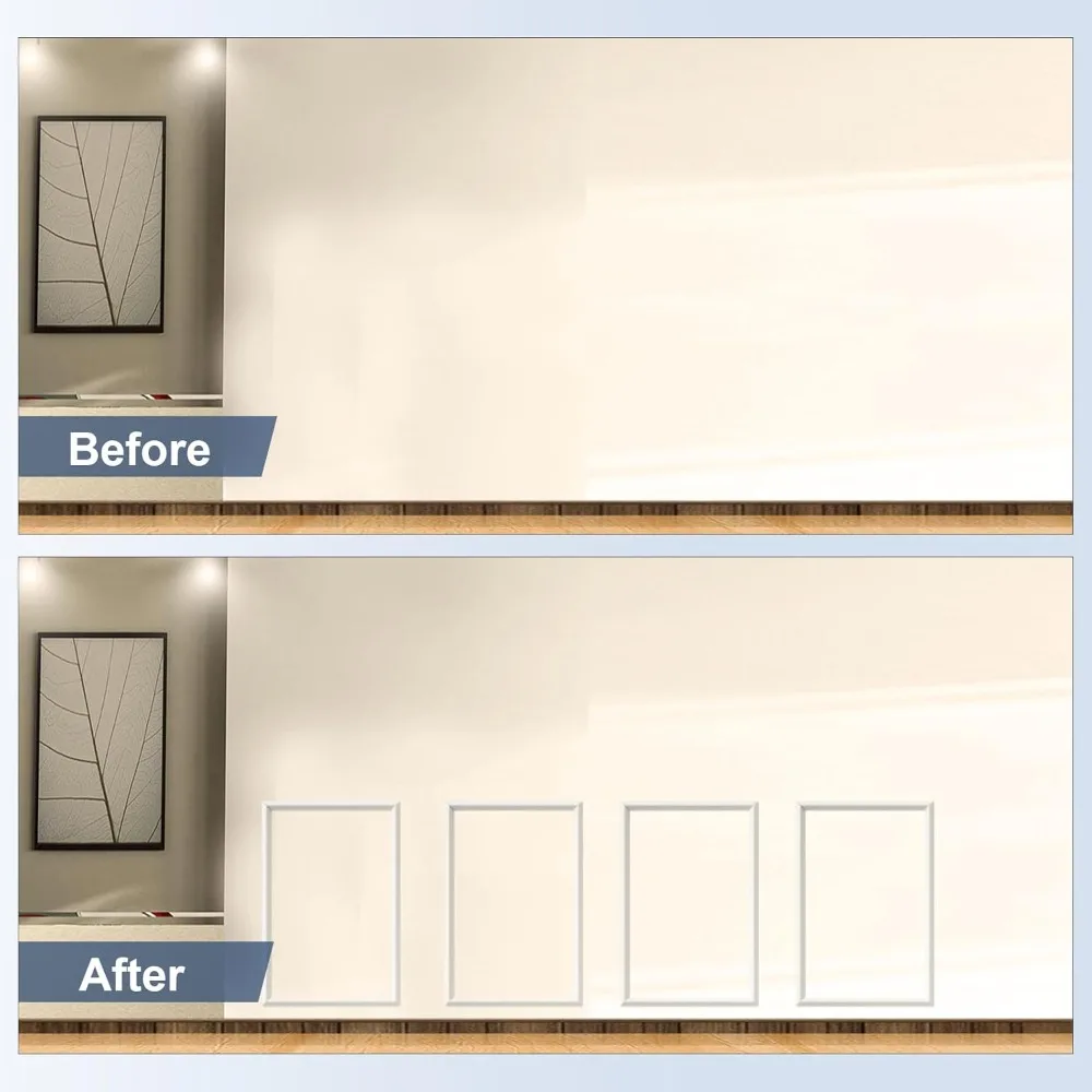 4 Zestawy Listew Ściennych Samoprzylepnych, 16 x 24 Gotowe Panele Dekoracyjne, Samoprzylepne Panele Listew do Dekoracji Wnętrz