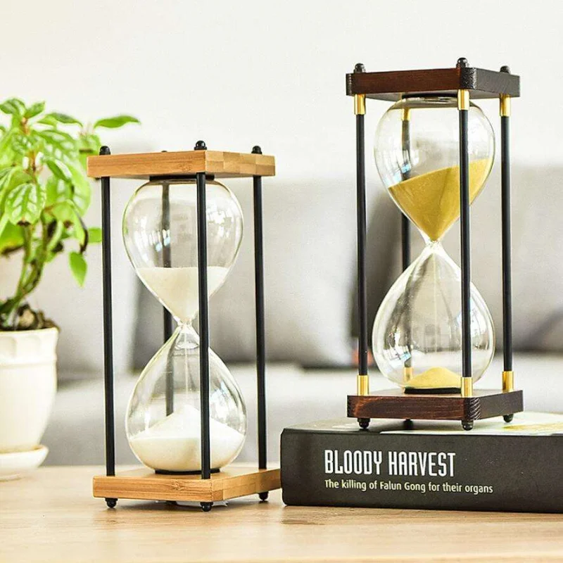 30/60 Minute Vintage Metal Hourglass Timer Kitchen Home Office Creative Desktop Ornaments Time Management Tools Holiday Gifts