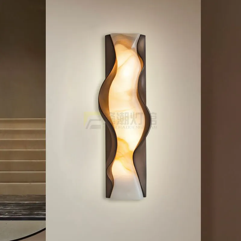 Contemporary Style Spanish Natural Marble Wall Lamp Creative Living Room Model Room Hotel Design Artistic Atmosphere Lighting