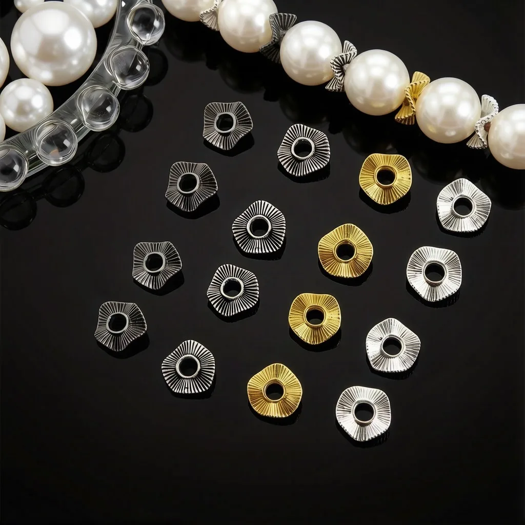 20/30/50pcs Metal Wave Shape Spacer Beads DIY Jewelry Making Bracelets Necklace Earring Beads Separator Beads Jewelry Accessorie