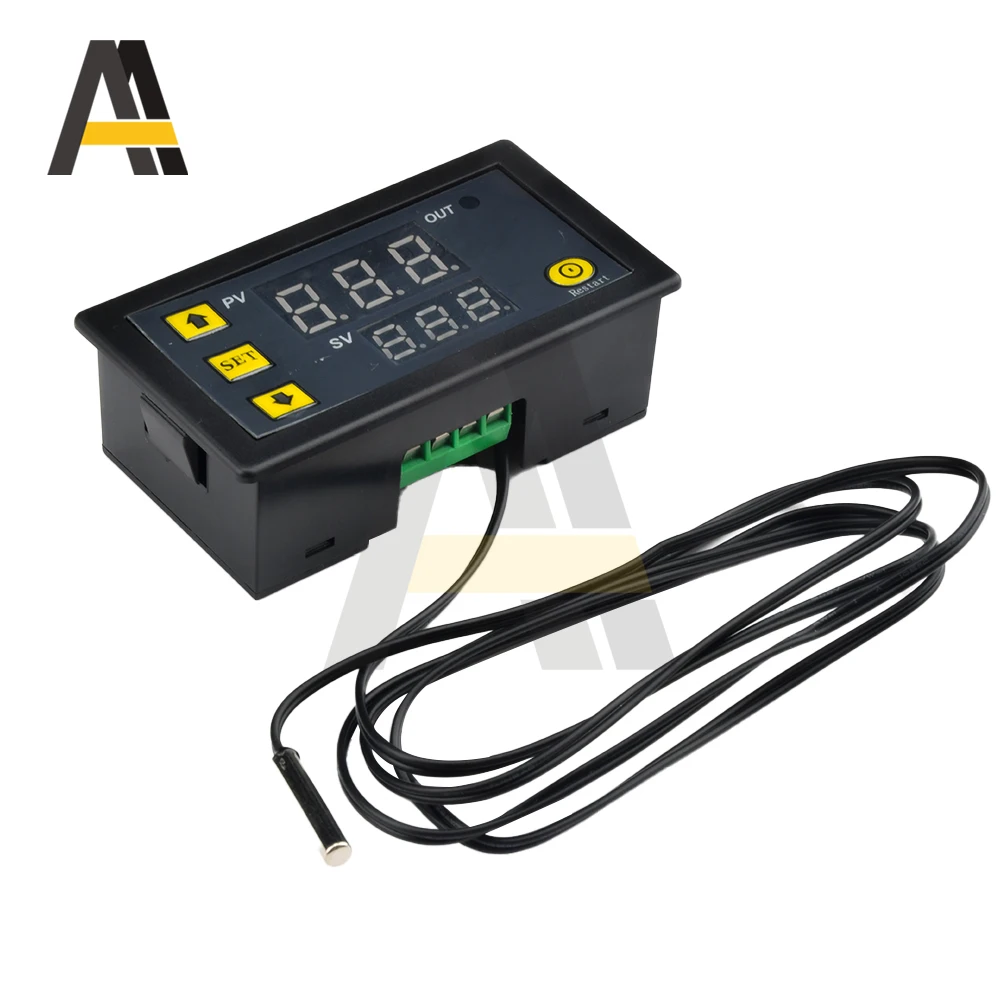 W3230 DC 12V 24V 110V 220V AC controlador de temperatura Digital pantalla LED termostato con interruptor de refrigeración de calefacción Sensor NTC