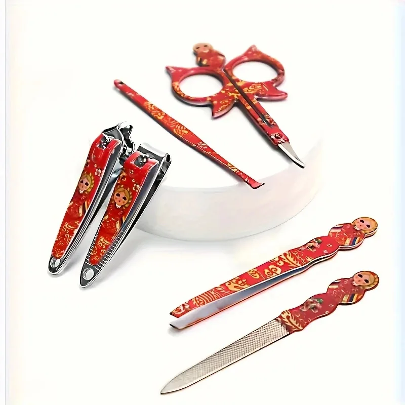 Conjunto de tesouras para manicure, boneca russa, pedicure, ferramenta para unhas, kit de viagem, cortador de ponta de unha, cuidados, cortador portátil