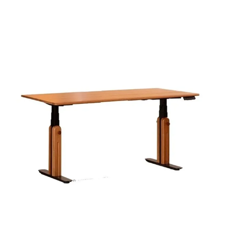 Electric lifting table solid wood desk, household cherry wood desk study table, computer table e-sports table household