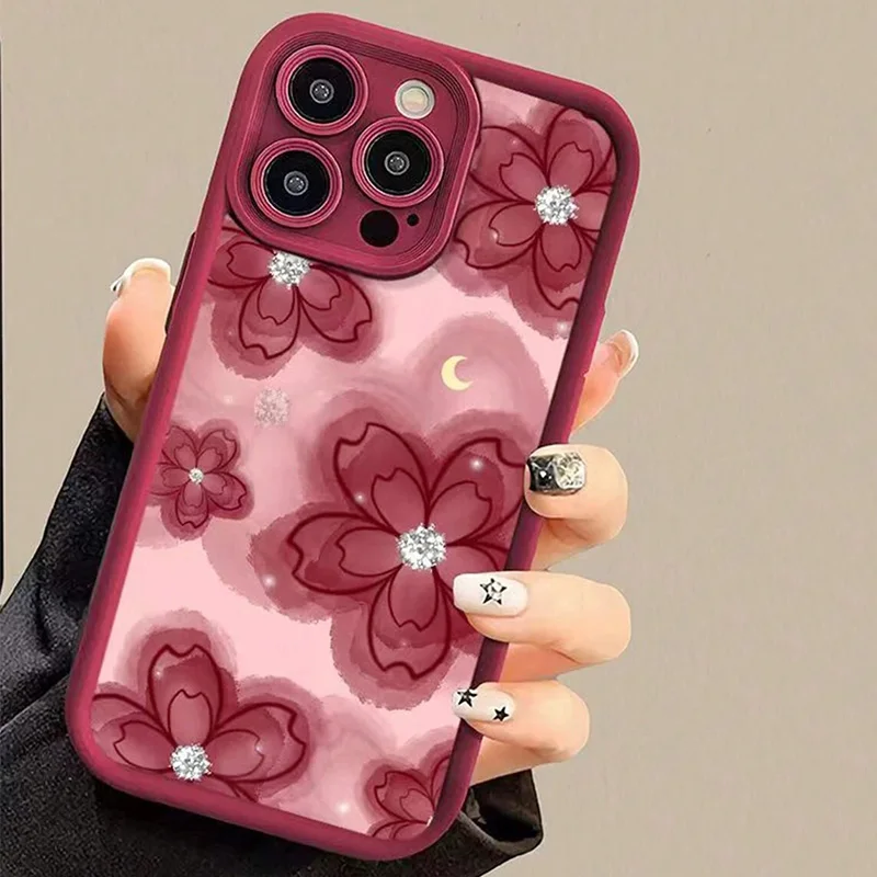 For iPhone 16 Pro Max Cases Valentines Rose Flower Design Phone Case For iPhone 15 14 13 12 11 XS X XR 7 8 Plus SE 2022 16 Cover