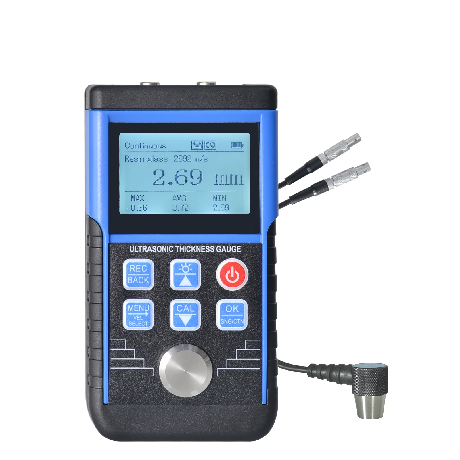 

Digital Ultrasonic Thickness Gauge, Range 0.039-13.78in, Probe for Metal/Nonmetal Materials: Steel, Silver, Plastic, Glass, PVC