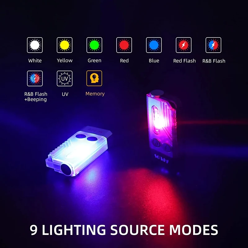 Mini V10 EDC Flashlight 1000LM Super Bright Portable Keychain Light With Magnet USB Rechargeable  UV Beep Camping Lantern