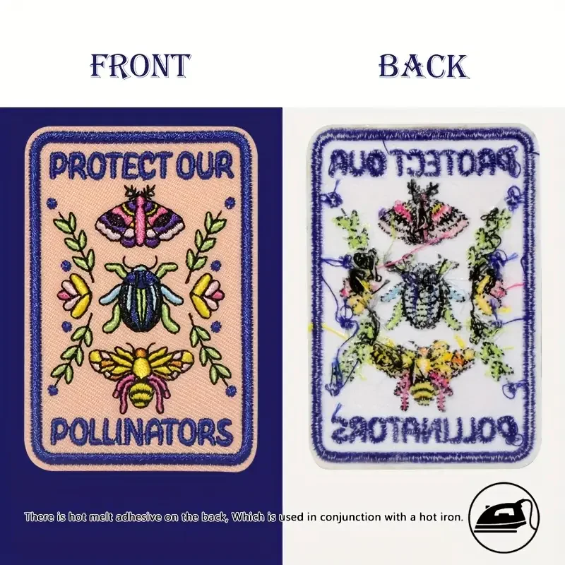 1PC Protect Our Pollinators Embroidered Patch Insect Nature Badge Gift Iron On Patches For Clothes Cap Bag Jacket Trucker Hat