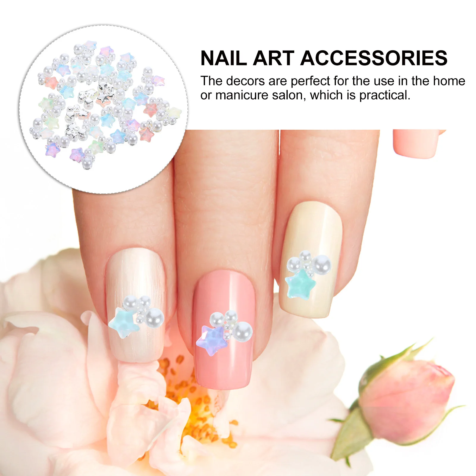 

30 шт., жемчужные драгоценные камни для ногтей со звездами, элегантные подвески для маникюра, маленькие украшения для дизайна ногтей «сделай сам» для женщин, маникюрные украшения