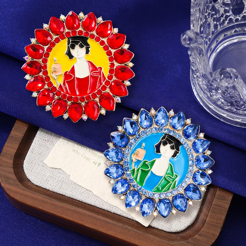 Cross border diamond studded pin decoration, vintage crystal brooch, women's fashionable personalized badge accessory