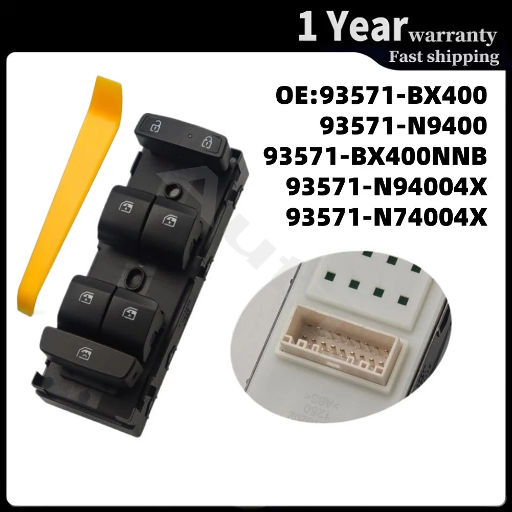 93571-BX400 for Hyundai Creta Tucson 2019-2024 Front Left Master Power Window Switch Driver Side Glass Lifter Button 93571-N9400