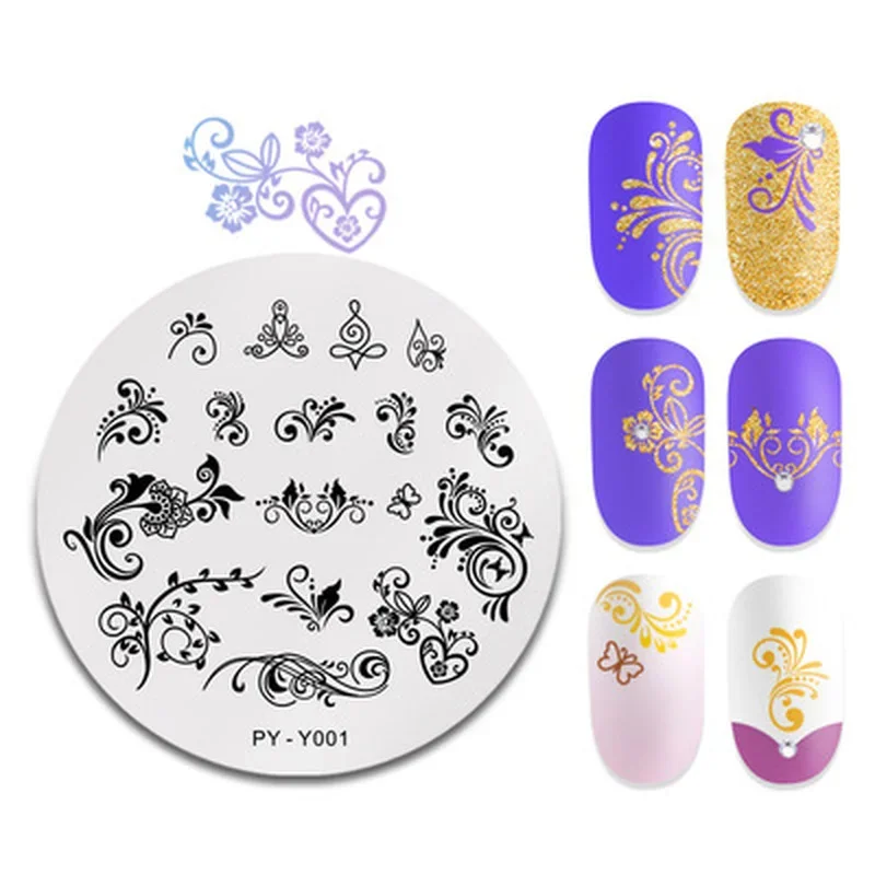 Nail Art Templates Stamping Plate Design Halloween Flower Geometry Animal Glass Temperature Lace Stamp Templates Plates Image