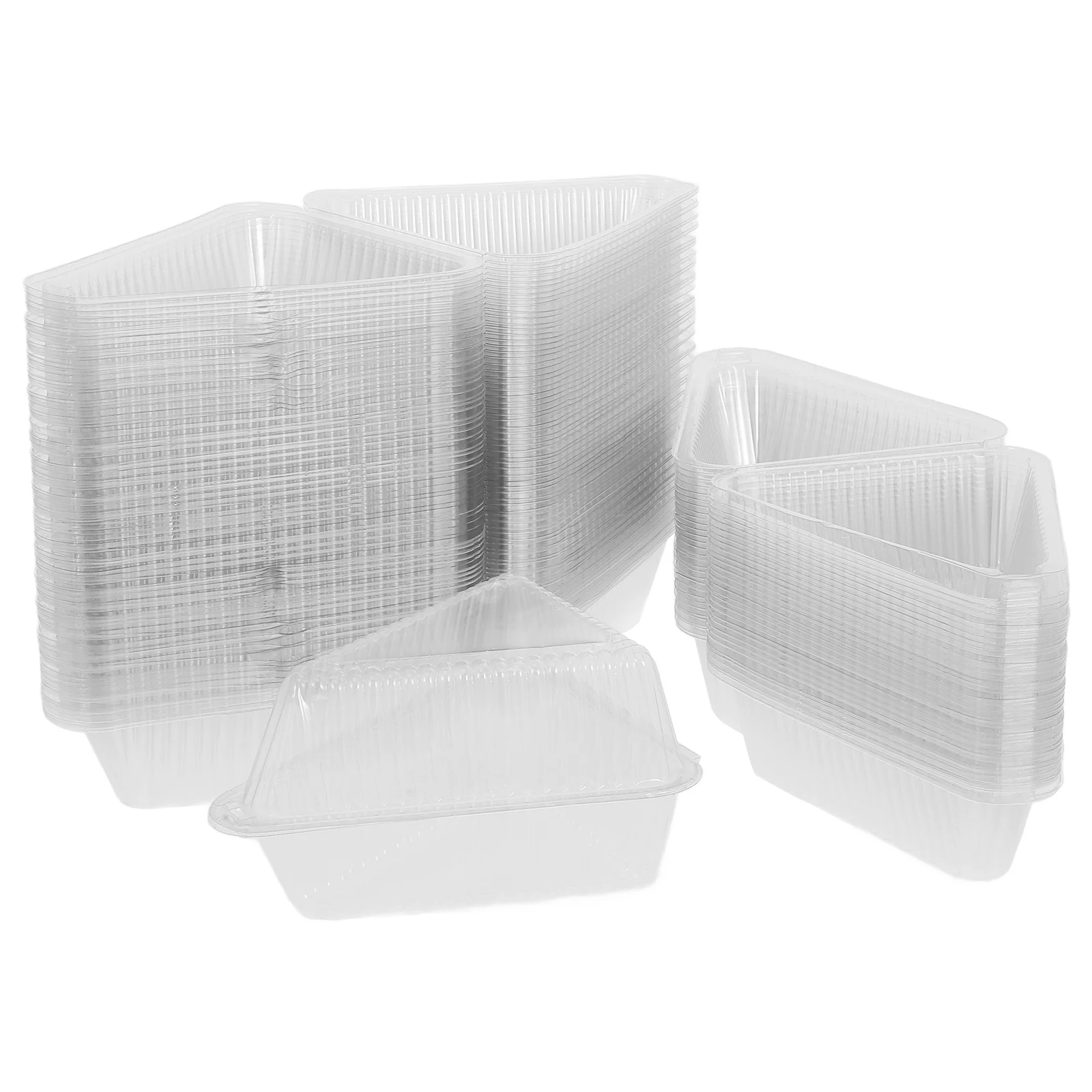 

100 Pcs Cake Packaging Boxes Foldable Dessert Containers Plastic Cheese Cake Box Pastry Takeout Tray With Lid For Bakery