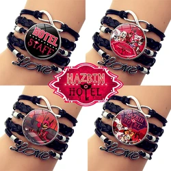 Bracciale in pelle Pu Hazbin Hotel da 17 cm Bracciale con pietre preziose di animazione Accessori per gioielli regolabili alla moda Decorazione Regalo per bambini