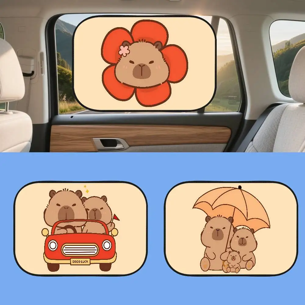 

Cartoon Capybara Hippo Car Sun Shade UV Protection Electrostatic Adsorption Car Window Sunshade For Kids Outdoor Sunscreen