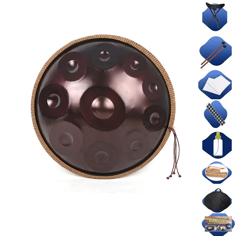 22 Inch HandPan Professional Meditation Yoga HandPan Sound Healing Stainless Steel Hand Pan Large Percussion Musical Instruments