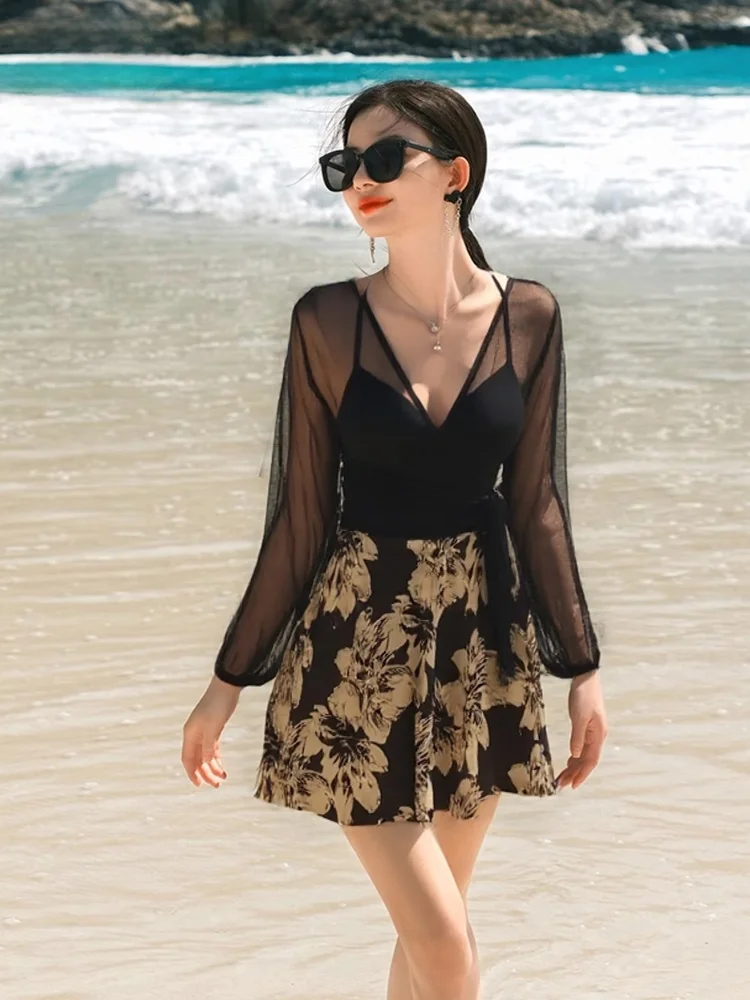 

Ele Long Sve Swimsuit for Women Couxu Thermal Spring Mom Print High-End Feeling 2025 New Sle Qui Dry