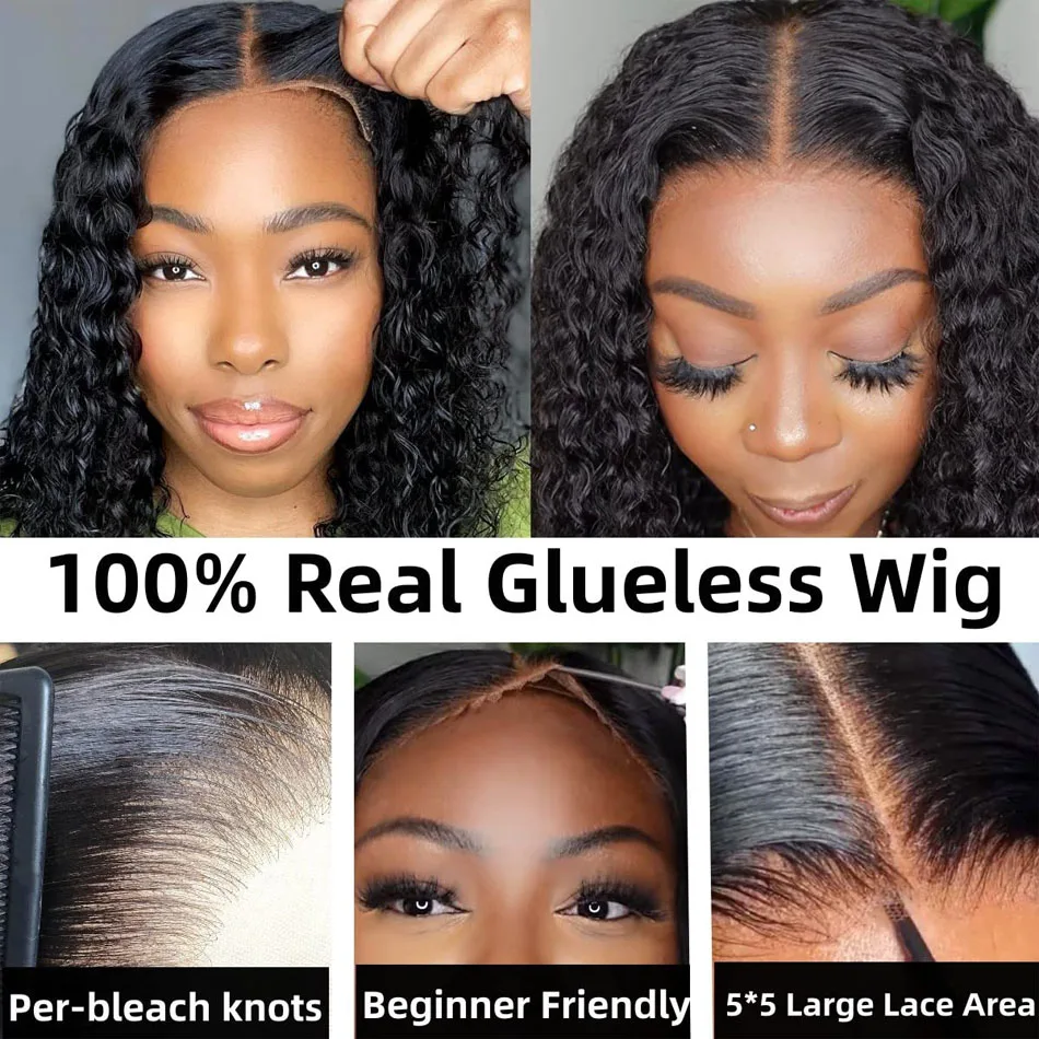 Glueless Wig Human Hair Deep Wave Frontal Wig 5x5 HD Lace Closure Wig Preplucked Glueless Human Hair Wig Ready to Wear Beliself