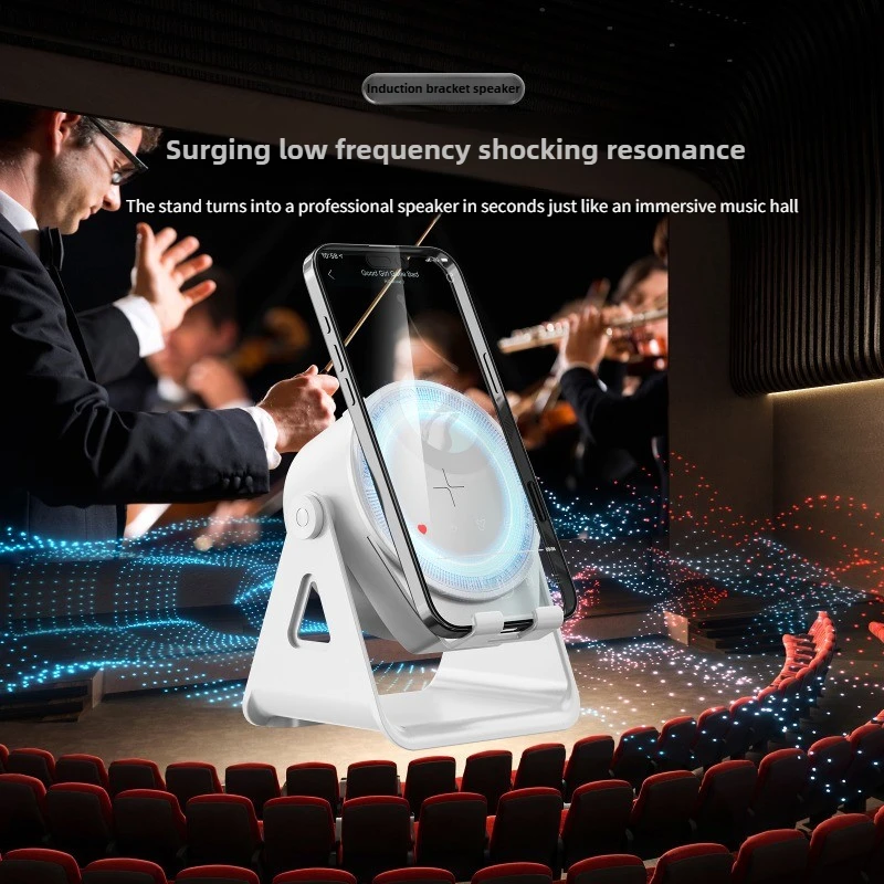 Multifunctional Portable Wireless Induction Audio Rotating Mobile Phone Holder RGB Lantern Bluetooth Speaker 3 in1 FamilyOutdoor