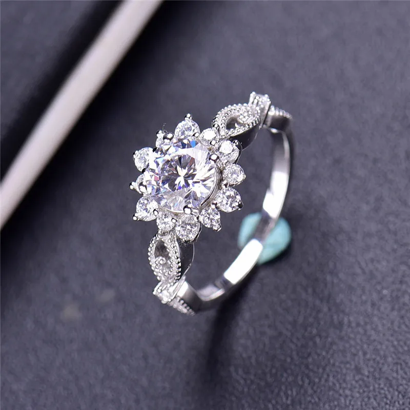 925 Sterling Silver 1ct D Color FL Clarity Moissanite Ring for Women Elegant Fashion Versatile Promise Engagement Fine Jewelry