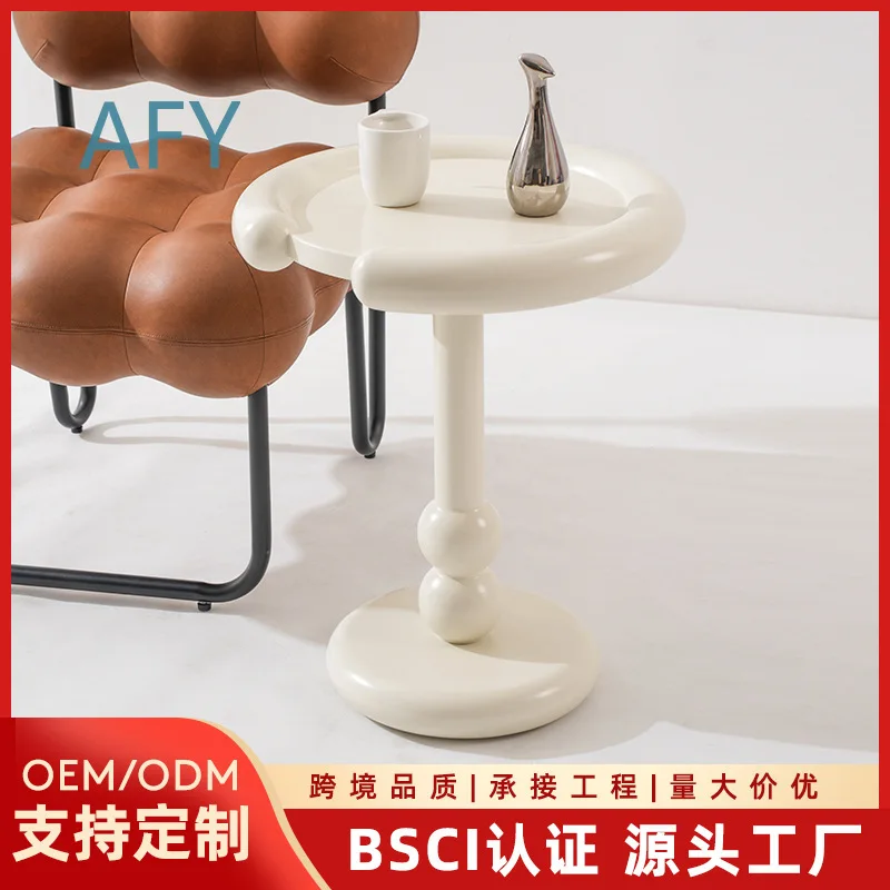 Cream Style Small Side Table for Sofa Bedside Cabinet for Living Room Home Decor Modern Minimalist French Inspired Accent
