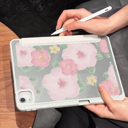 Protective Cover for IPad 10.2 Case 7/8/9th Generation IPad Air 5 Air 4 10.9 Pink Flower Tri-fold Funda Ipad 2017 2018 9.7inch