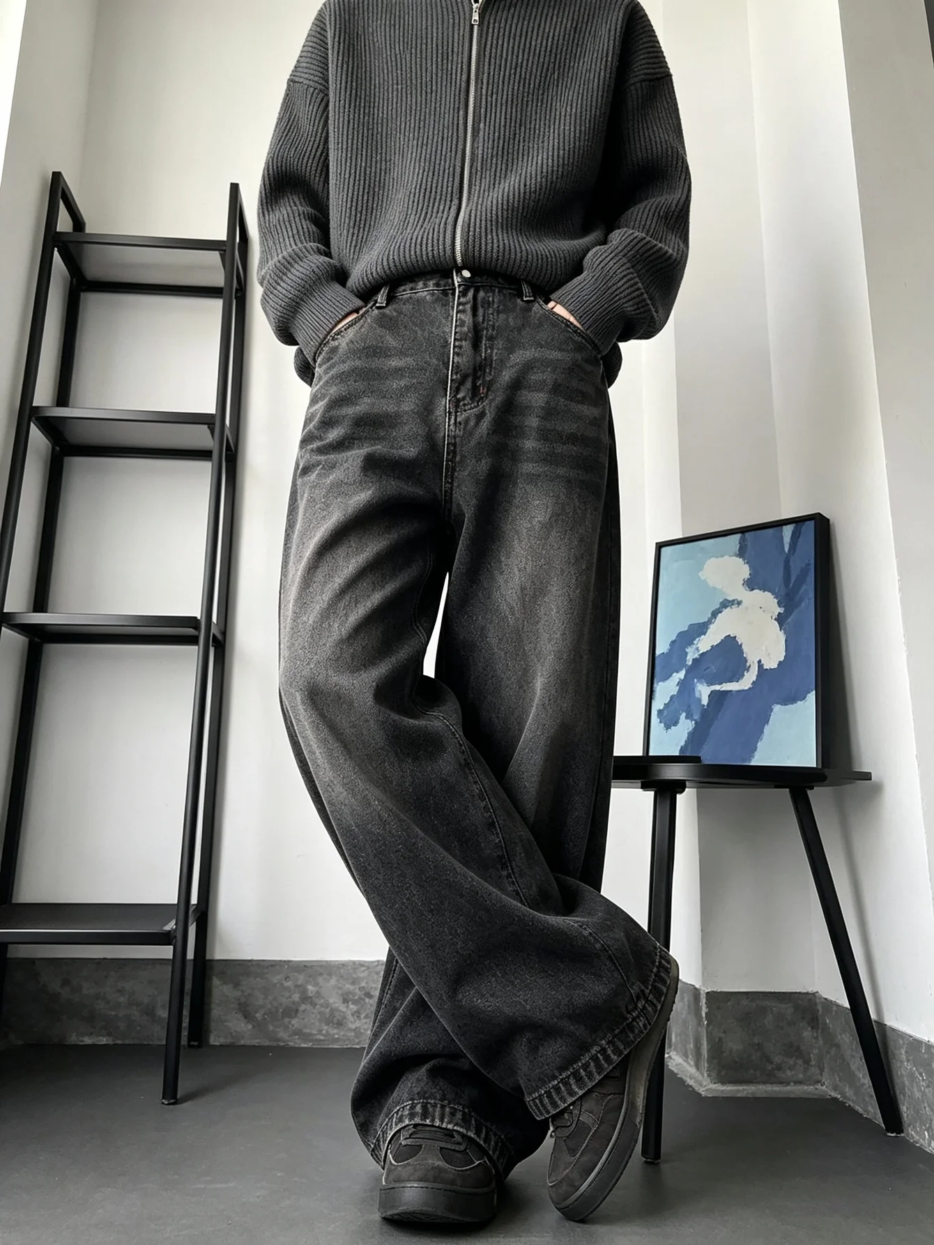Mens Wide Leg Jeans Y2K American Street Trendy Denim Pants Ideal Gift For Husband Or Lover