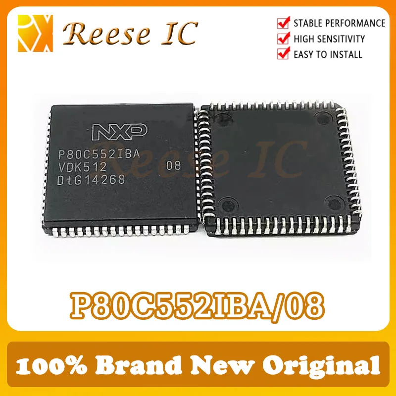 P80C552IBA/08 8051 80C Microcontroller IC 8-Bit 24MHz ROMless 68-PLCC (24.23x24.23)