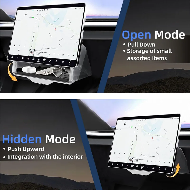For Tesla Model 3 Y Highland Juniper 2021-2025 Hidden Screen Storage Magnetic Opening And Closing Hidden Large Space Storage Box view 3