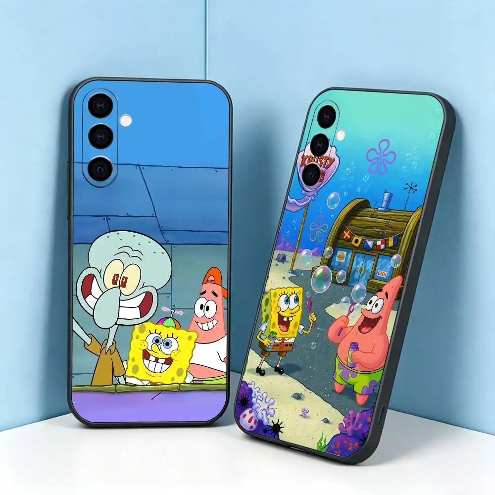 S-SpongeBob SquarePants-S  Phone Case For Samsung Galaxy A73,A72,A71,A70,A53,A52,A51,Soft Silicone Black Cover Gift
