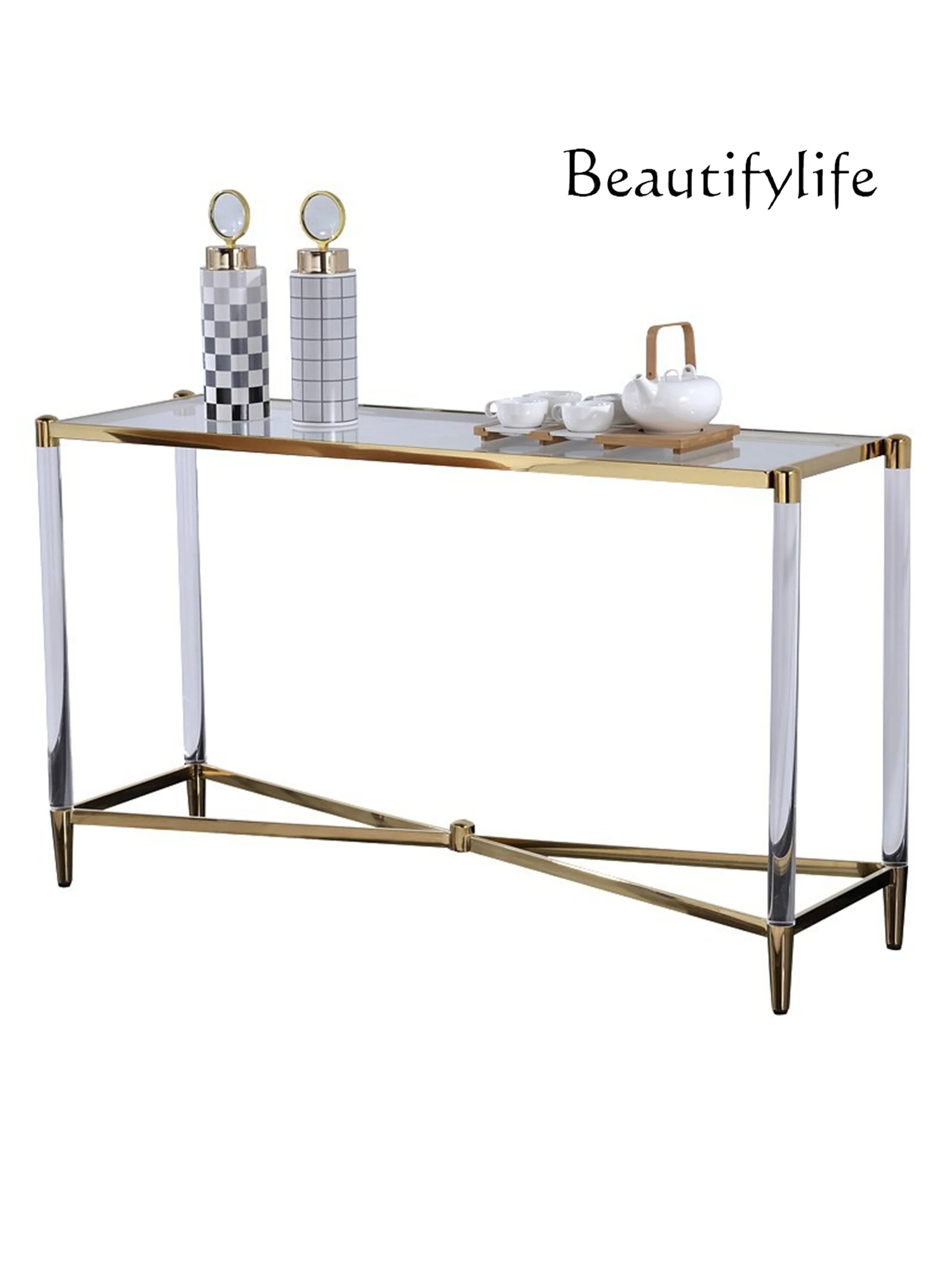 

Simple and Light Luxury Transparent Acrylic Organic Glass Console Tables Wall Corridor Aisle Living Room Shelf