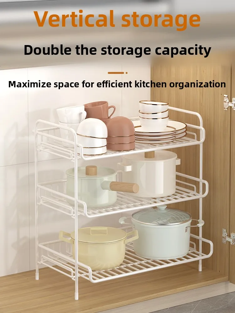 

Kitchen Multi-Functional Countertop Storage Ra Di Drainer Pot Holder Rectangle aped Steel Material Cabinet Interior Sink