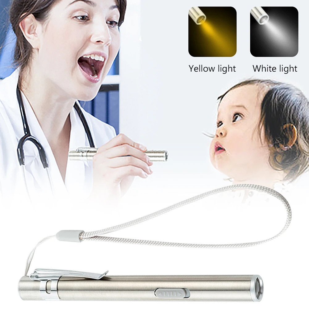 Portable USB Rechargeable Mini Nursing Flashlight Stainless Steel Pen Light Medical Pen Light Torch Lamp With Clip For Doctors