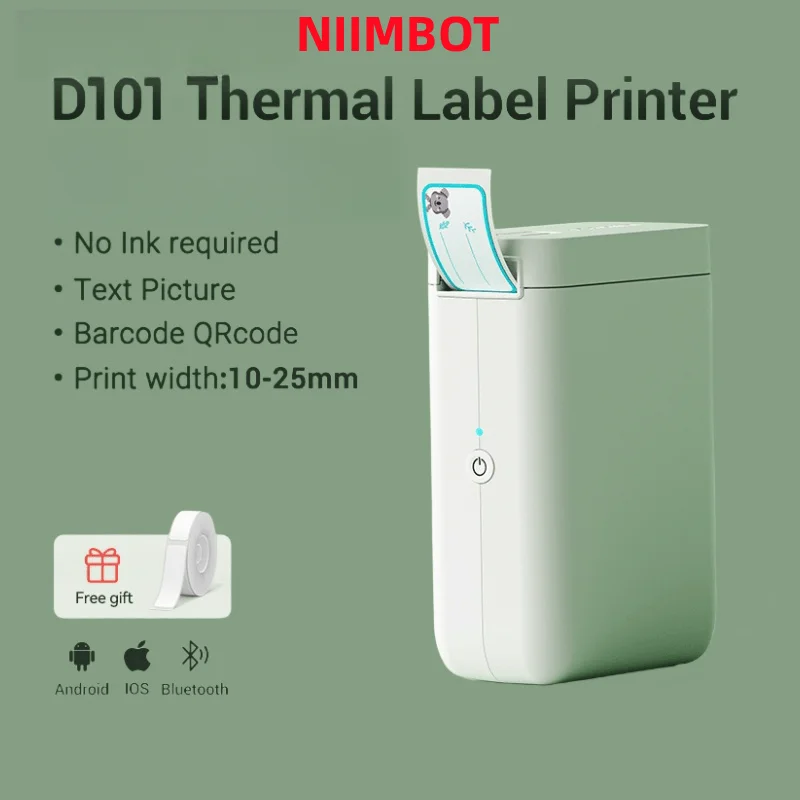 Niimbot D101 drukarka Bluetooth 20-25Mm papier do etykiet do użytku detalicznego w domu biurowym