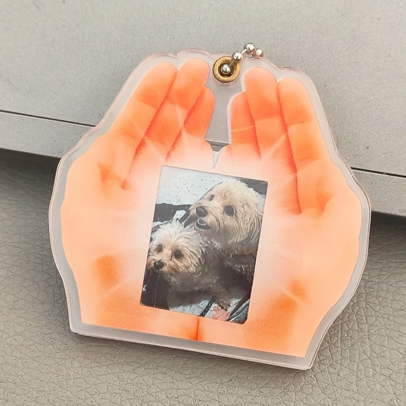 Insert Photo Acrylic Blank Keyring Holding in Hand Photo Frame Keychains Blank Creative Big Head Picture Pendant Custom Chains