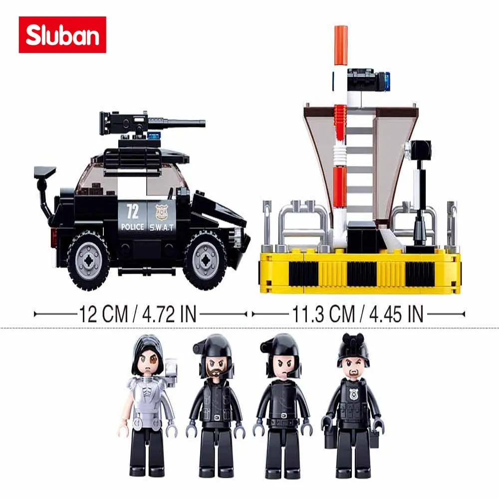 Sluban Building Block Toys City Police B0772 Border Drug Control 373PCS Bricks Police Corps Sets Compatbile With Leading Brands