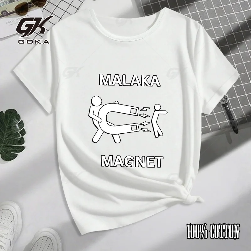 Funny Malaka Magnet Graphic T-Shirt Sarcastic Greek Slang Tee Streetwear Aesthetic Summer Short Sleeve Tops Unisex Comfortable