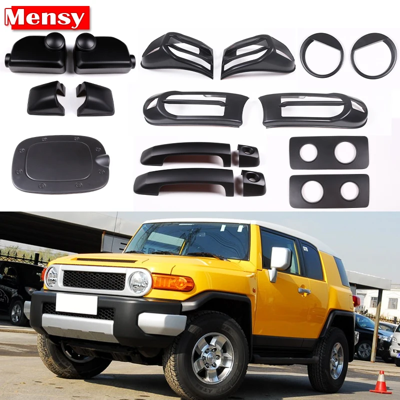 

ABS Матовый Черный Автомобильный внешний аксессуар для Toyota FJ Cruiser 2007-2022, крышка для зеркала заднего вида, крышка ручки, отделка освещения