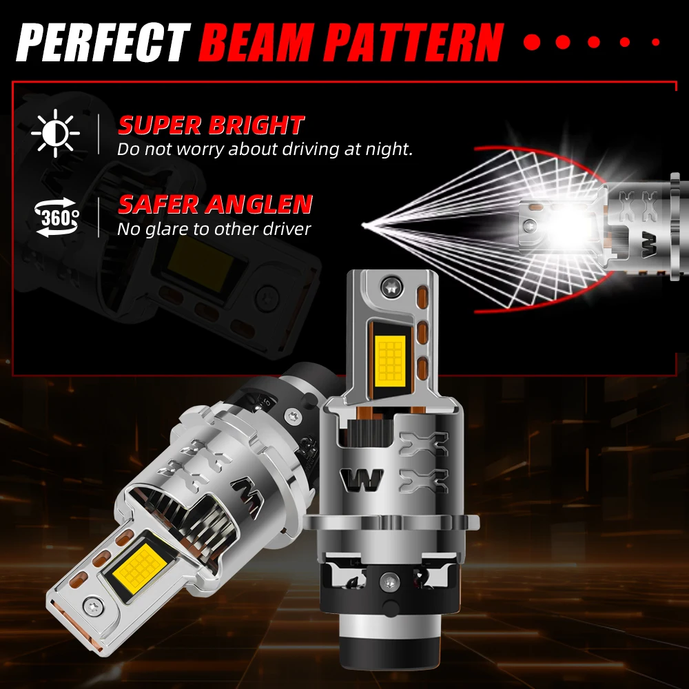 

2 шт., 20000LM, высокая интенсивность, 3570 чипов, автоматические налобные лампы 6000K D2S D2R, автомобильные светодиодные лампы для фар, 12 В-24 В постоянного тока